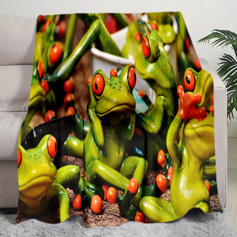 Frog Plush Blanket Suitable All Seasons Soft Comfortable Sofa Office Nap Travel Birthday Gift Christmas Present