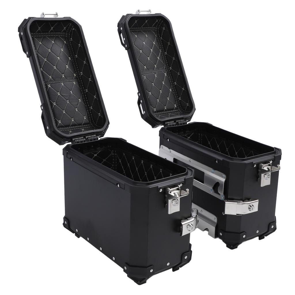2PCS Motorcycle Side Box 35L Large Capacity Aluminum Alloy Hard Saddlebag with   Lock and Handle Replacement for  