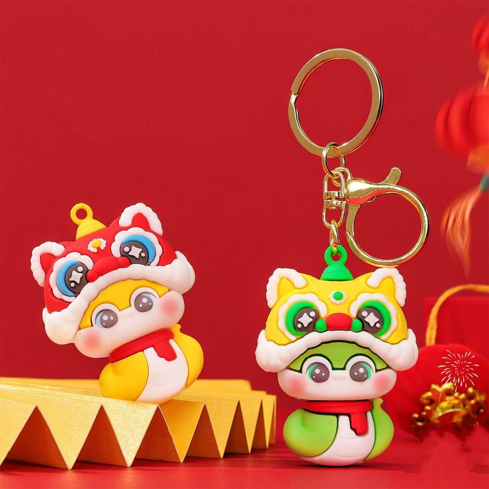 Resin Lucky Snake Key Ring Blessing Chinese New Year Pendant Creative Snake Year Keychain Family