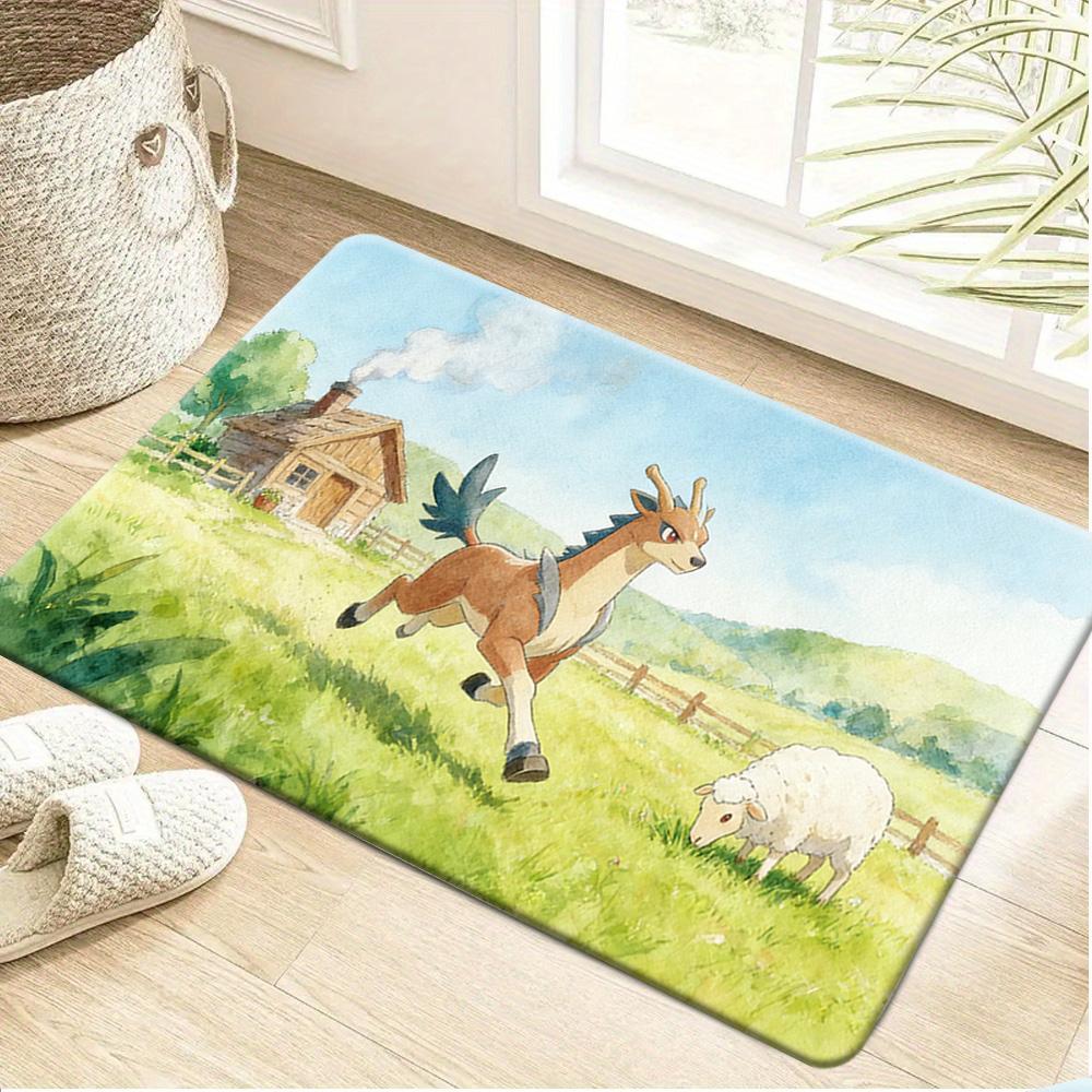 Pokemon Ash & Pikachu Galaxy Forest Print Doormat Non-Slip Absorbent Floor Mat for Indoor Entrance Home Decor