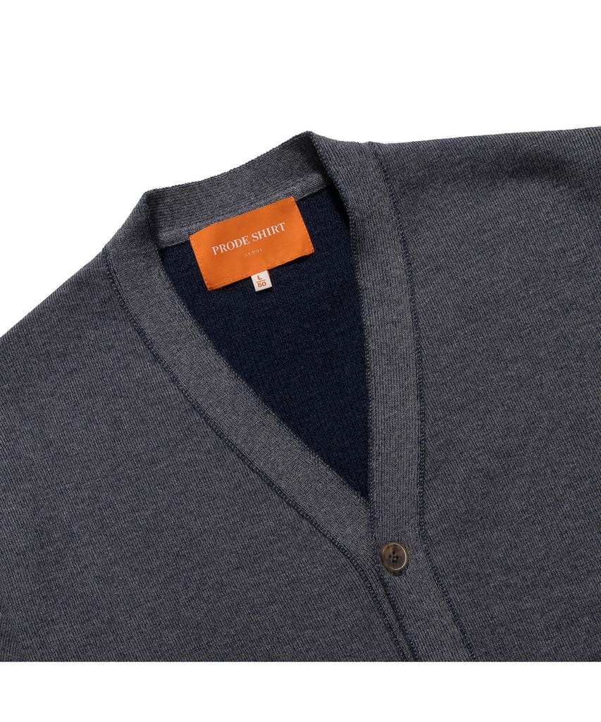 Prodeshirt Vintage Two-Tone V-Neck Cardigan (Gray)