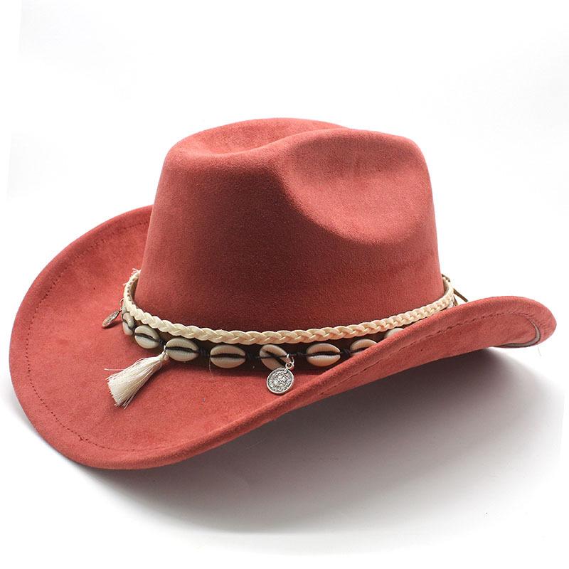 White Fringed Decorative Suede Fleece Warped Edge Western Cowboy Hat Men And Women Outdoor Curled Brim Ethnic Style Top Hat Felt Hat
