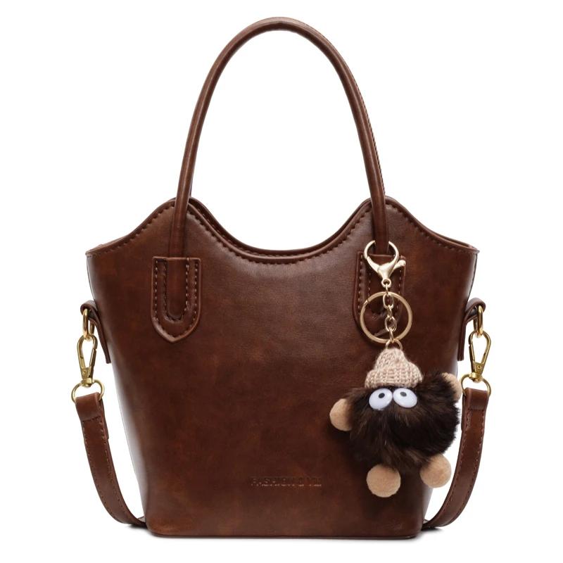 Женская сумка через плечо в стиле ретро, осенне-зимняя, универсальная, новая, вместительная, премиум-класса, переносная сумка-ведро, модная сумка через плечо