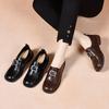Retro Small Leather Shoes Women's 2025 Spring New Round Head Square Buckle One-pedal Loafers, Shallow Mouth Comfortable Women's Flats