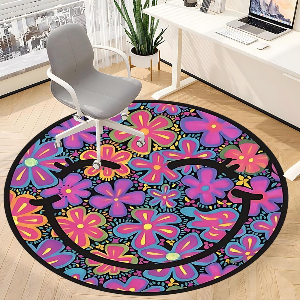 1pc Flower Mandala Pattern Carpet for Office Non-Slip, Round Carpet, Soft & Comfortable, Carpet for Office, Lightweight Round Floor Mat