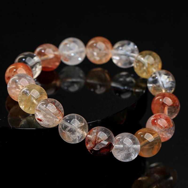 Браслет из натурального ледяного агата с изображением карпа кои Hongchu Crystal, Браслет с гелевыми цветами и ледяным карпом кои