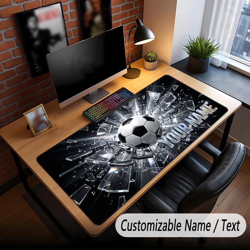 Soccer Theme Custom Mouse Pad Personalized With Name Text Customized Desk Mat For Office Home Decor