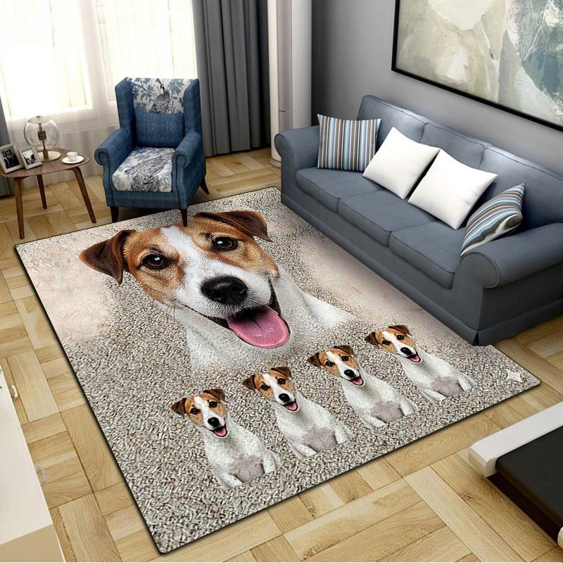 Jack Russell Terrier Carpet Rug for Living Room Bedroom Home Sofa Decoration,Kids play Non-slip Floor Mat