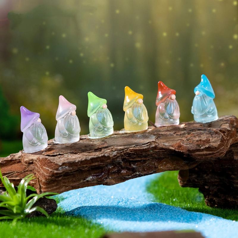 10Pcs Mini Resin Gnomes Statues Ornaments Random Color Cute Fairy Figurines For Miniature Garden