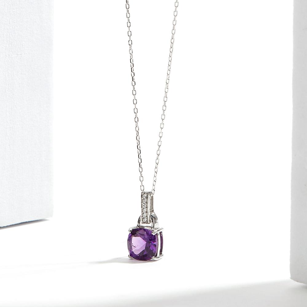 Stunning Silver Earring Ring Necklace for Women & Girls Natural Amethyst February Birthstone Jewelry Proposal Dating Love Gift