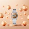 Casio Водонепроницаемые кварцевые женские часы со стальным ремешком, серый циферблат LA670WES-4AJF