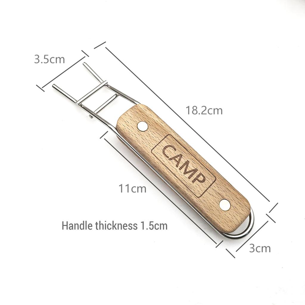 Подъемник для решетки гриля на открытом воздухе, захват для решетки гриля из нержавеющей стали с деревянными вставками