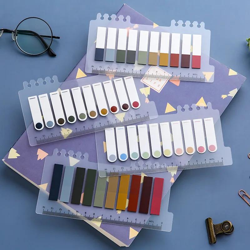 Сплошной цвет липкие этикетки для заметок с индексом для книг, маркер для страниц, бумажная закладка, разрываемые водонепроницаемые стационарные наклейки