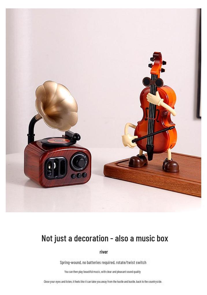 Creative Retro Wind-up Music Box for Home & Shop Decor, Photography Props