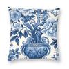 Blue And White Chinoiserie Square Pillowcase Polyester Linen Velvet Creative Zip Decor Pillow Case Room Cushion Cover