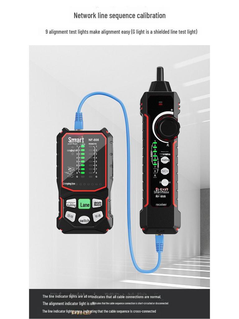 Сетевой тестер NF-808: Интеллектуальный искатель линии мыши, детектор кабеля с технологией POE и защитой от помех.
