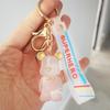 Transparent Pink Teddy Bear Keychain Women' Bag Pendant R