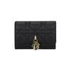 Dior My  Miss  XS Light Gold Pendant Check Pattern Lambskin Wallet Women wallet Black S0966ONMJ-M900
