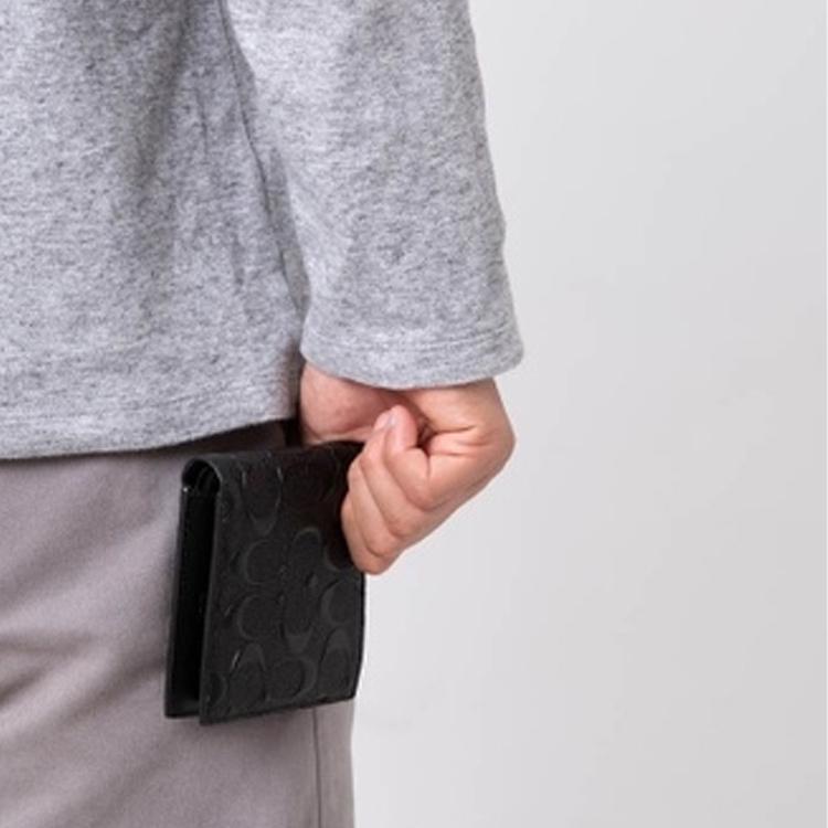 Coach Кошелек 3 в 1 с тисненым принтом и съемным держателем для карт Мужские кошельки Черный 75371-BLK