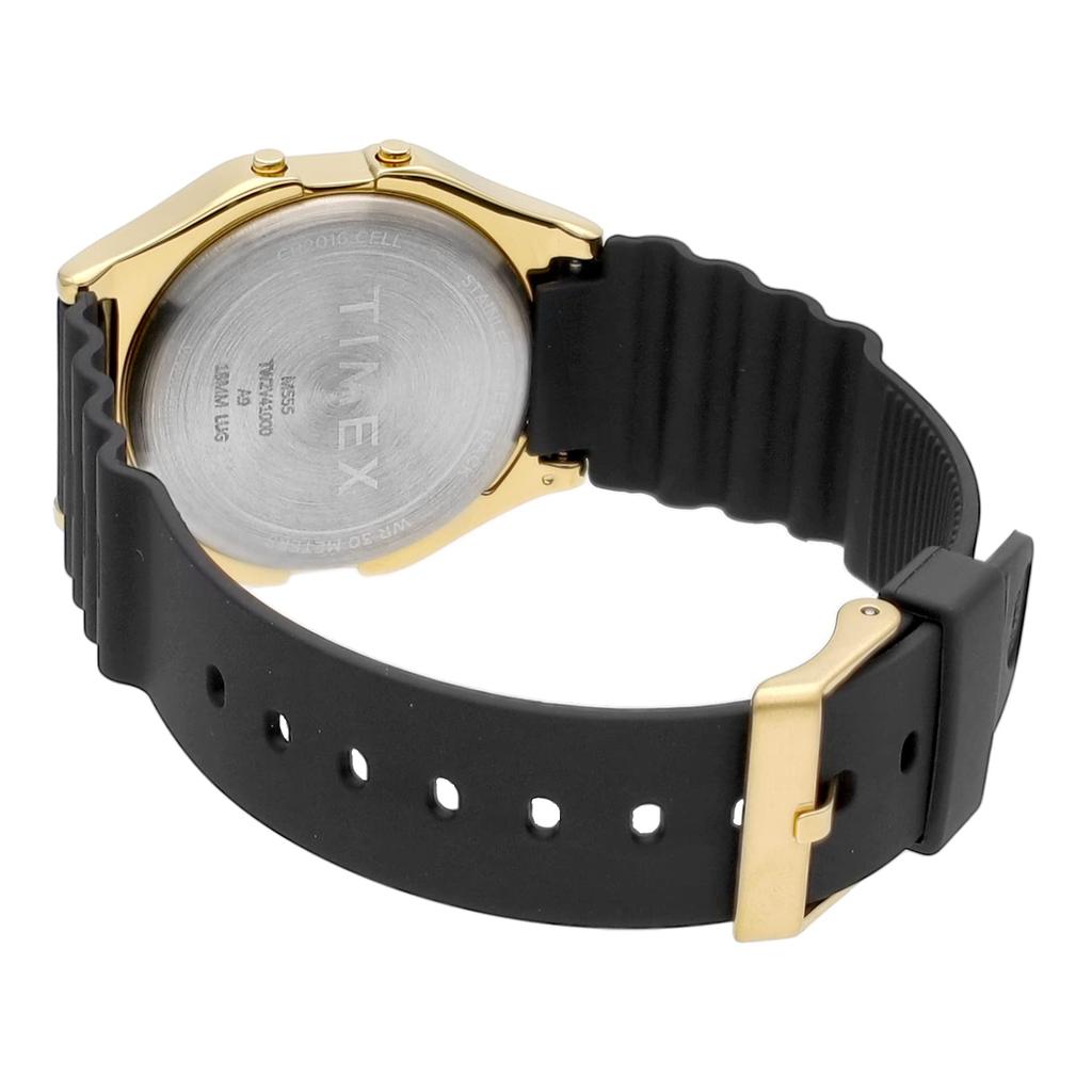Цифровые кварцевые часы TIMEX с золотым корпусом и резиновым ремешком T-80 Мужские (TW2V41000) [Аутентичный]