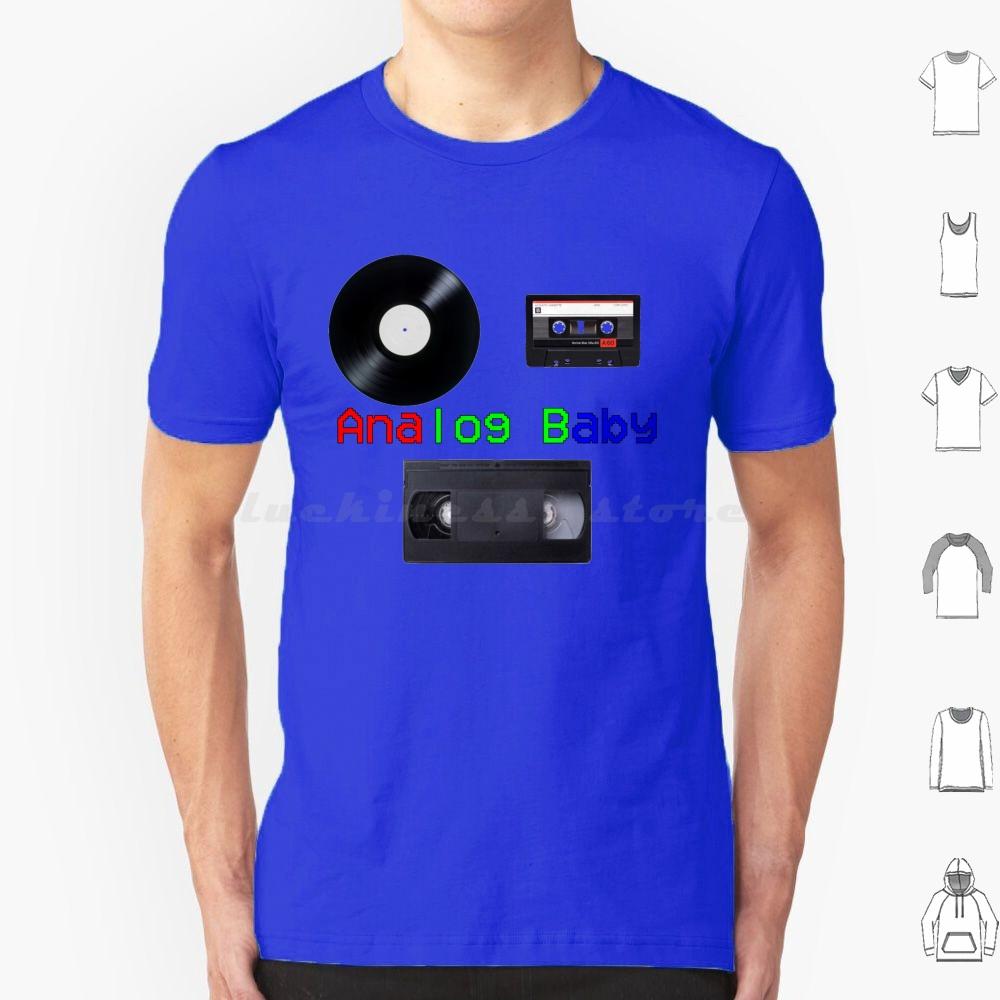 Analog Baby T Shirt Cotton Men Women DIY Print Vhs Cassette Vinyl Records Cassette Tape Analog Vhs Tapes Vinyl Record Retro 80s