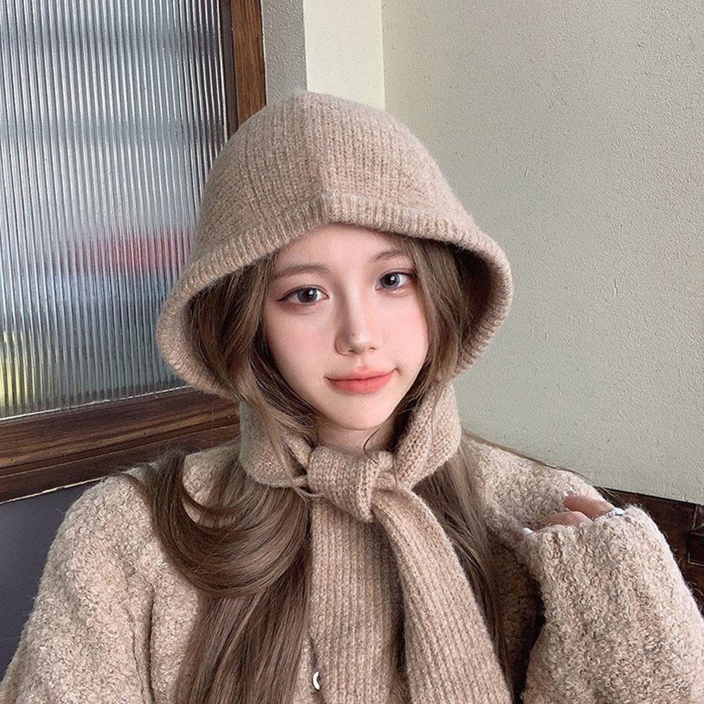 Утепленный Теплый Корейский Инс Капюшон Шарф Ветрозащитная Защита Ушей Шапка Балаклава Осень и Зима