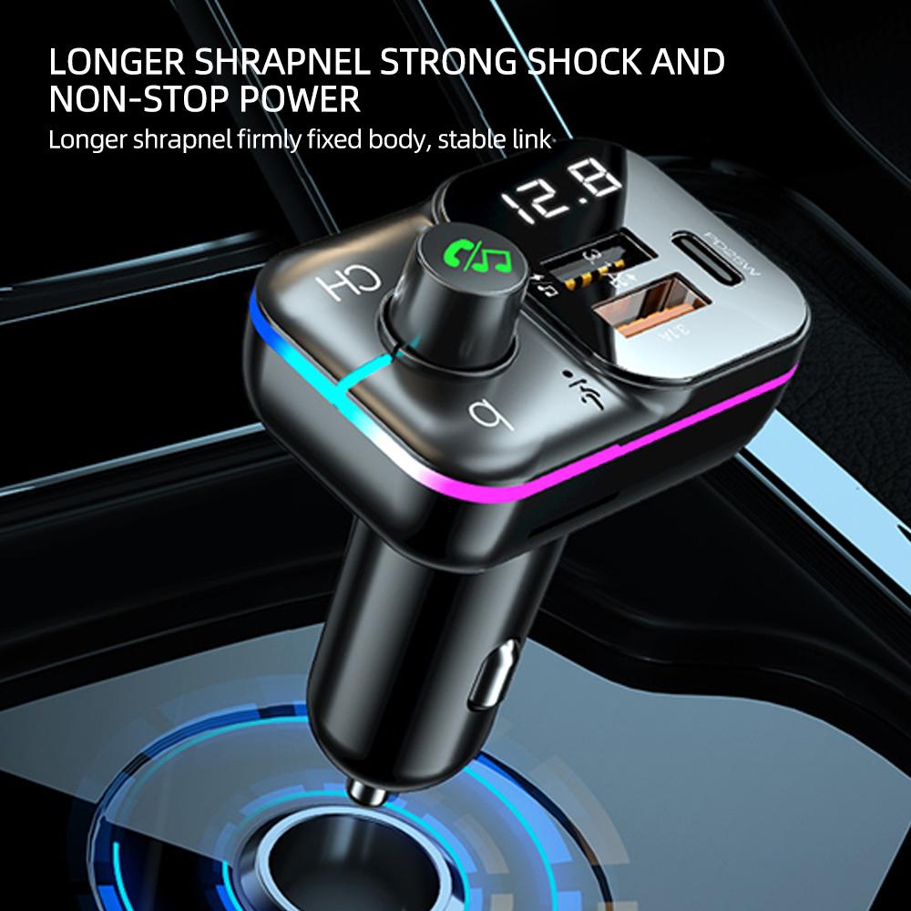 Автомобильный адаптер Bluetooth 5.0 FM-трансмиттер Двойное зарядное устройство USB3.1A+PD3.1A Дисплей MP3-плеер Автомобильные электронные аксессуары