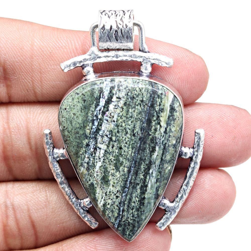 Подвеска Zebra Jasper Gemstone Подарок для нее Серебряные украшения 2.25"