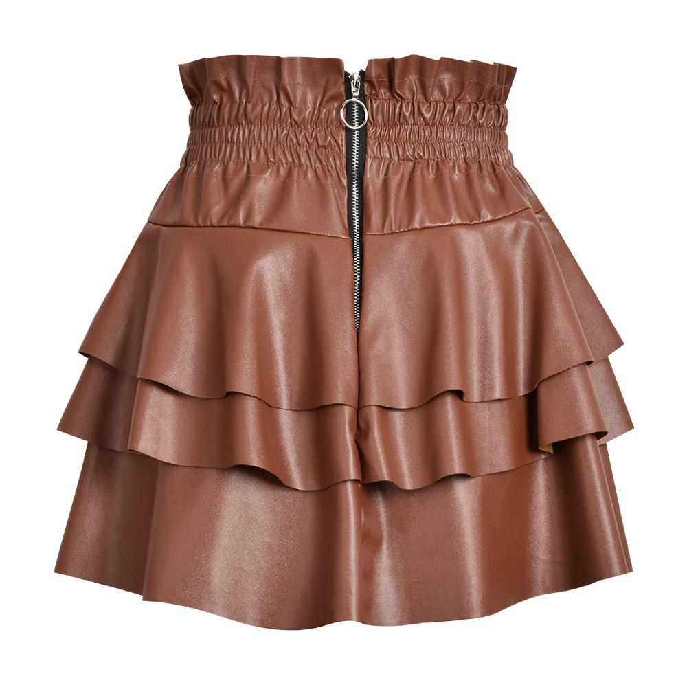 Женская элегантная юбка с искусственной талией, мини-юбка, зимняя осенняя модная женская юбка, мини-платье с высокой талией, юбки из искусственной кожи, мини-юбка А-силуэта