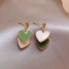 Asymmetrical Earring White Green Heart Exquisite Elegance Party Contracted Heart Drop Earrings Dating