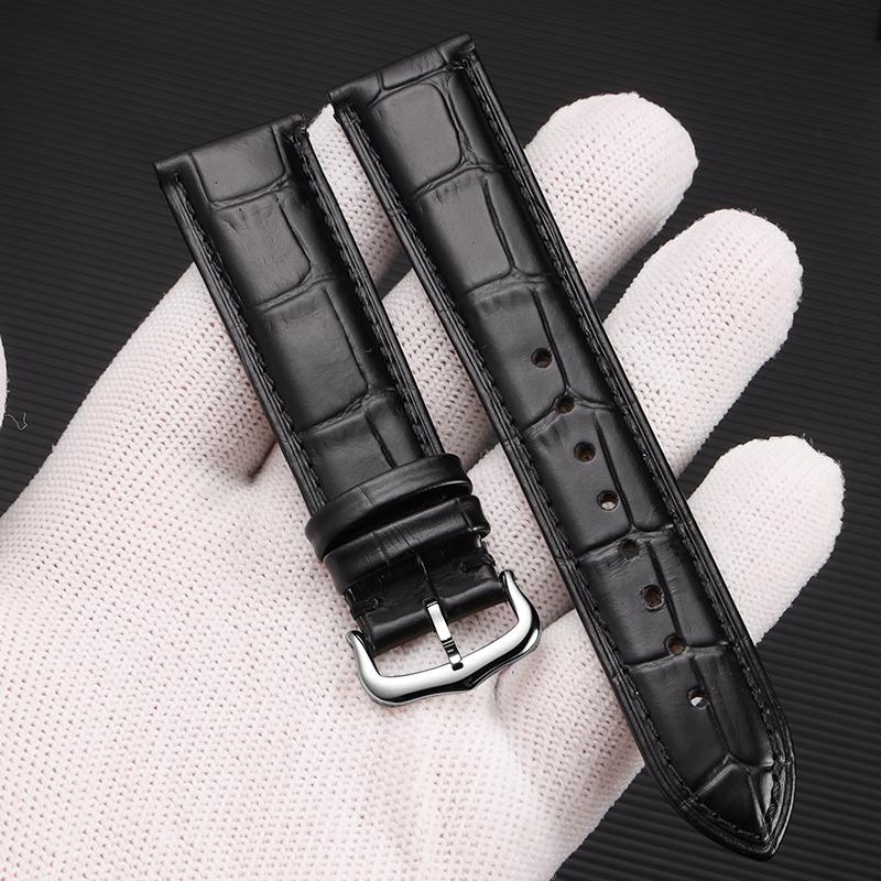 Ультратонкий ремешок для часов из натуральной кожи, подходит для Cartier Santos Tank Solo, женский, мужской, 12-22 мм, зеленый, белый, браслет