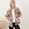 Women's Lapel Long Sleeve Jacket Printed Button Jacket for Women