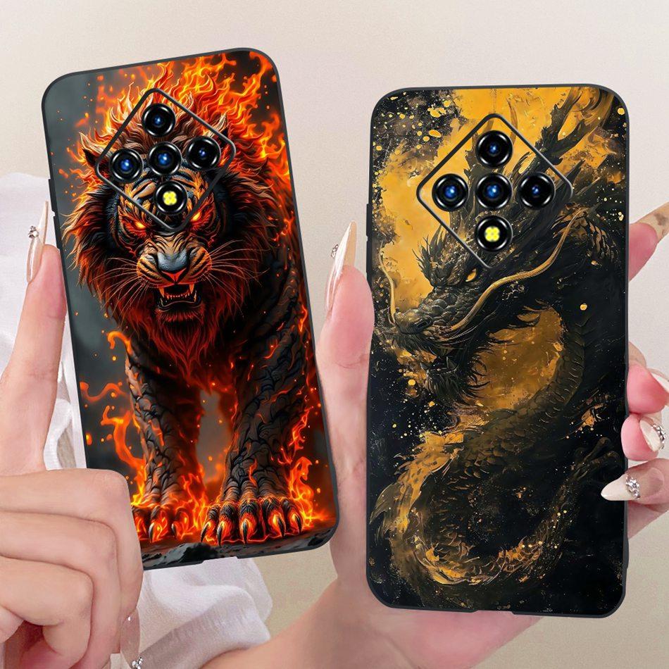 For Infinix Zero 8 8i X687 X687B Cool Dragon Tiger Pattern Phone Case For Infinix Zero8 Zero8i Black Silicone Soft Cases