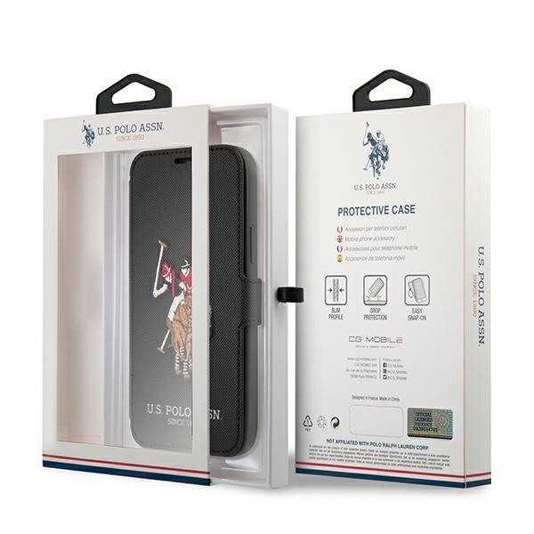 Etui z klapką do iPhone 12 Pro Max US Polo Polo Embroidery Czarne