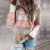 Women's Fall/winter Hooded Striped Cutout Sweater