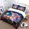 Enchanted unicorn and fawn in forest Pattern Duvet Cover Set Digital Print Colorful Polyester Bedding with Zipper Closur gifts