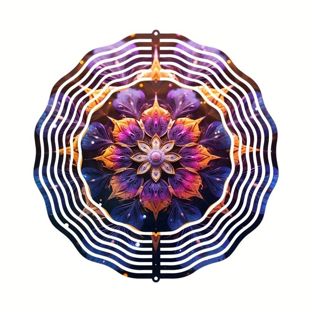 10 Inch Metal Wind Spinner Lotus Mandala Design 360 Degree Rotating for Garden Patio Balcony Decor Outdoor Indoor Hanging Art
