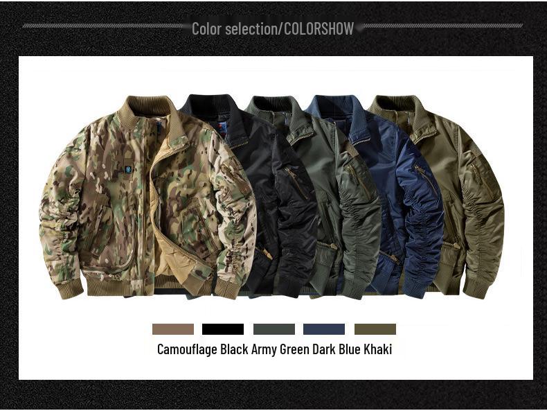 Мужская тактическая куртка-бомбер с воротником-стойкой на осень-зиму – Бейсбольная форма в стиле пилота ВВС