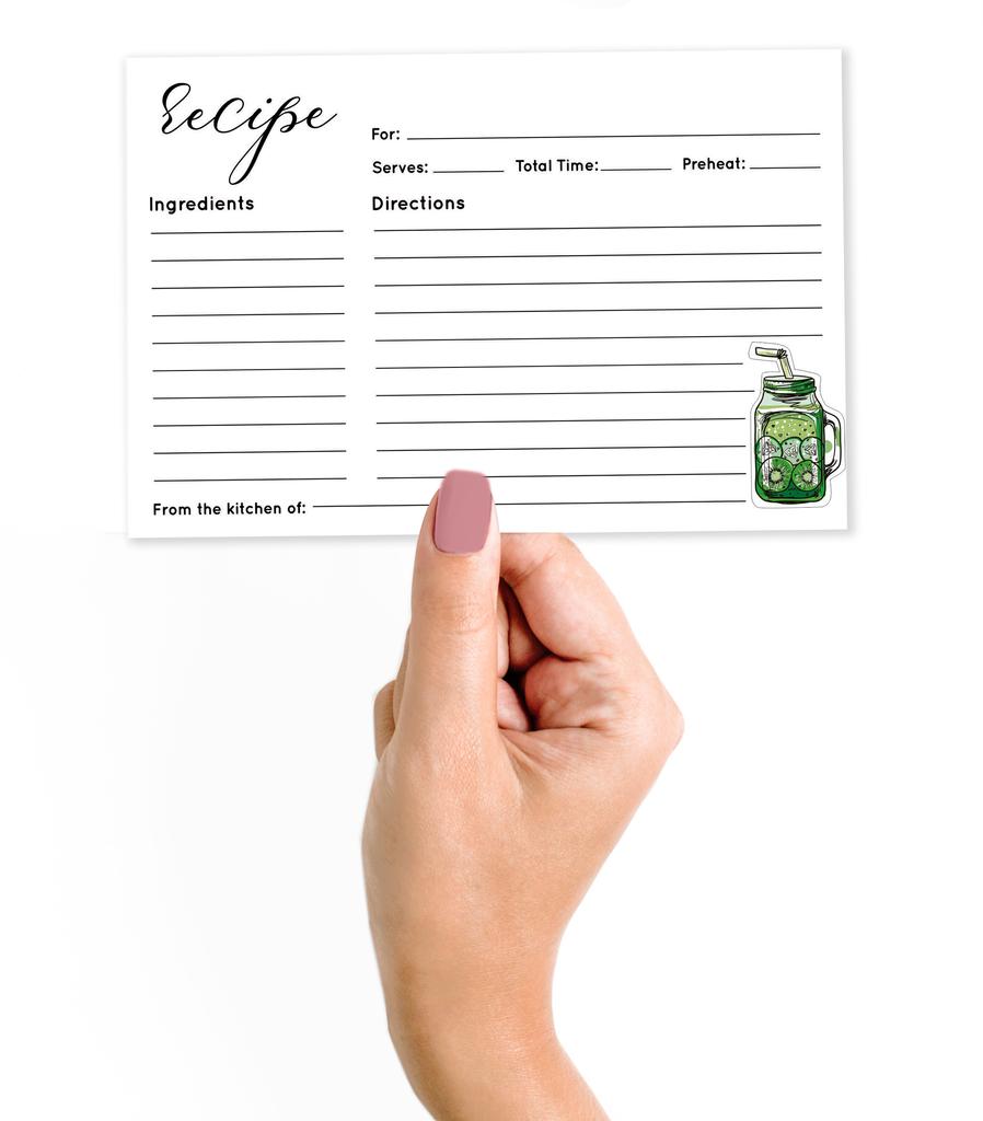 Inkdotpot Карточка с рецептами 6x4 дюйма, односторонние карточки с рецептами, карточки с безалкогольными коктейлями, свадьба, девичник, вечеринка по случаю рождения ребенка — набор из