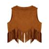 Жилет для девочек с бахромой в стиле хиппи 70-х годов, верхняя одежда без рукавов в стиле ковбой из искусственной замши с кисточками в стиле вестерн