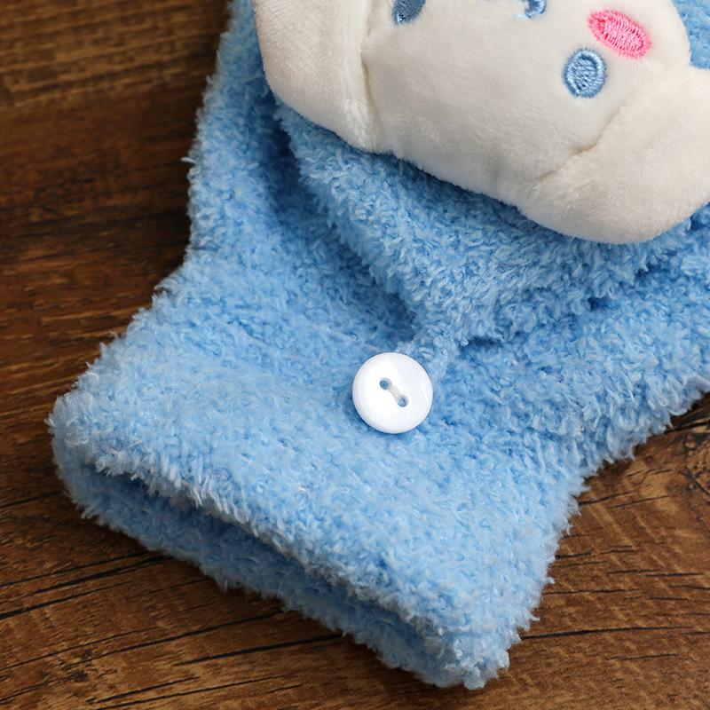 Children's plush gloves winter male and female middle school students writing cold-proof flip gloves cute warm five-finger tide