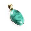 Natural Malachite Gemstone 925 Sterling Silver Gift Two Tone Pendant 1.3'' L1Q77