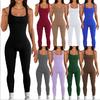 New Versatile Casual And Fashionable Women'S Solid Color Jumpsuit With Square Collar Sexy Hip Lifting And Slim Fit Sports Jumpsuit