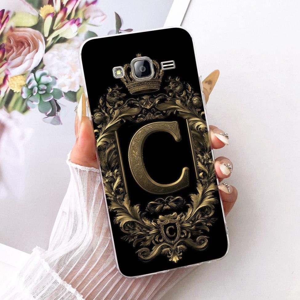 Transparent For Samsung Grand Prime Case SM-G530F Luxury Crown A-Z Letters 2D Flat Pattern Cover For Samsung Galaxy Grand Prime