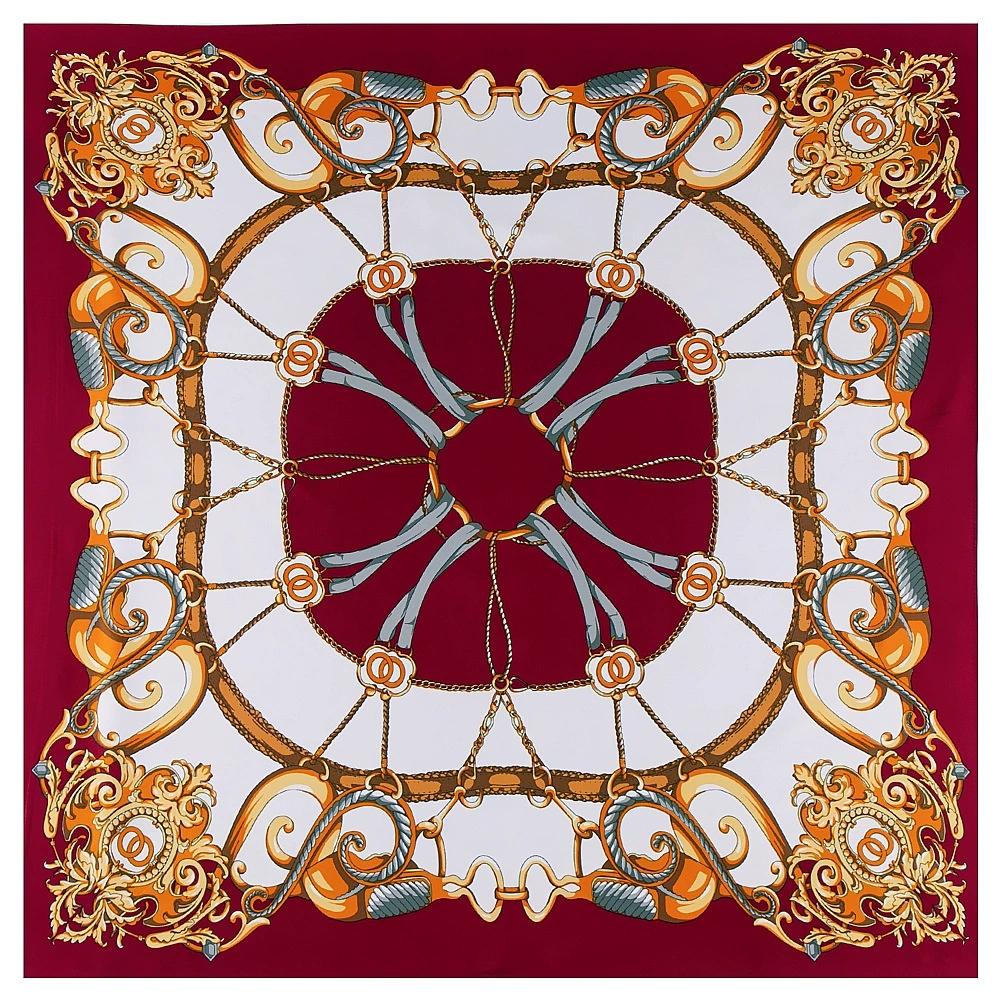 130cm European Retro Palace Printing Square Scarf Women Multi-Purpose Imitation Silk Four Season Travel Scarf and Shawl