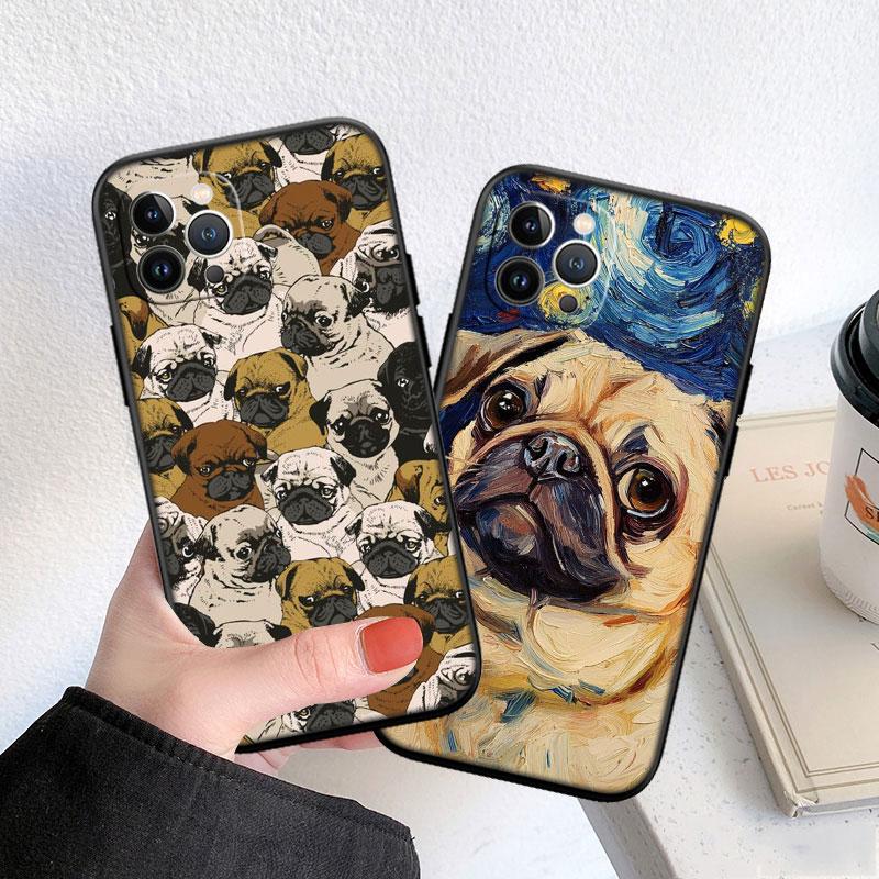 LO27 Cute Pug Dog Soft Shell Phone Case for Xiaomi Poco C40 C50 C51 C55 C65 C71 C75 F3 F5 F6 F7 M2 M3 Pro Ultra