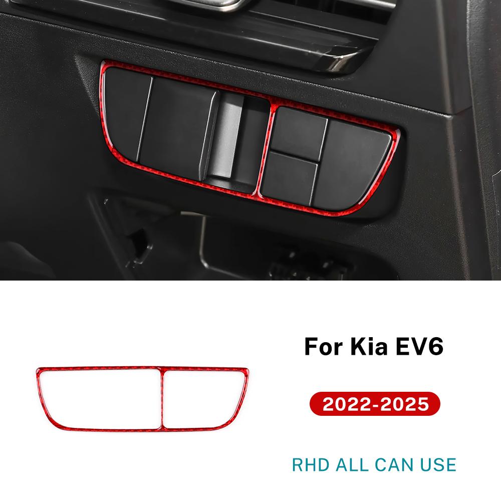 Real Soft Carbon Fiber Sticker For Kia EV6 GT EV 2022 2023 2024 2025 LHD RHD Car Headlight Button Switch Decor Interior Trim