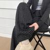 Черно-белые клетчатые брюки широкие женские новые осенние с высокой талией драпирующиеся свободные ленивый ветер прямые повседневные брюки