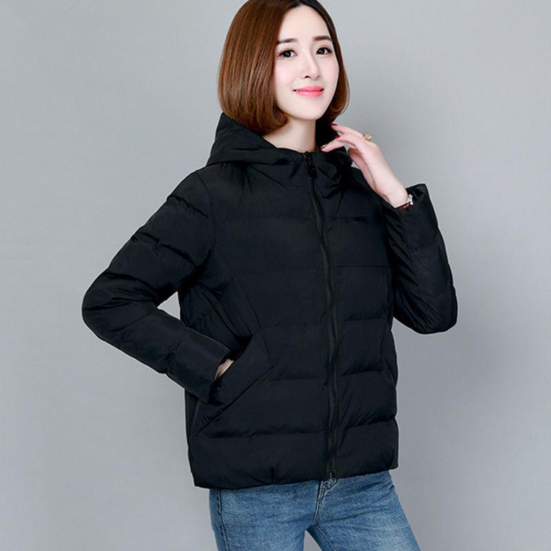 Solid Hooded Parka Coat Women Short Cotton-padded Coats Winter  Oversize Parka Jacket Thick Cotton Jacket Outwear
