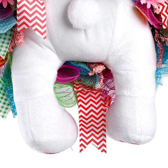 Пасхальный венок с кроликом, висящими ушами и цветной лентой, плюшевый, для подвешивания на входную дверь, украшение для вечеринки на Праздник Весны